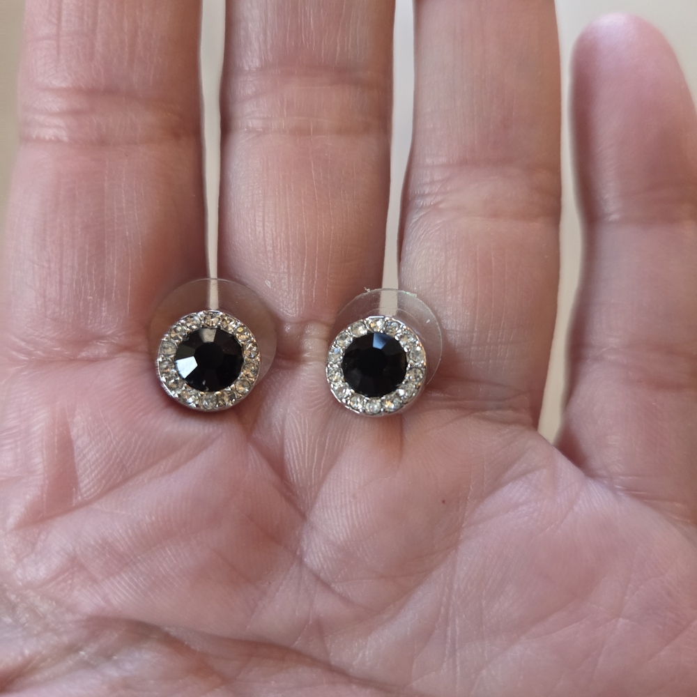 Elegant Black and Silver Stud Earrings